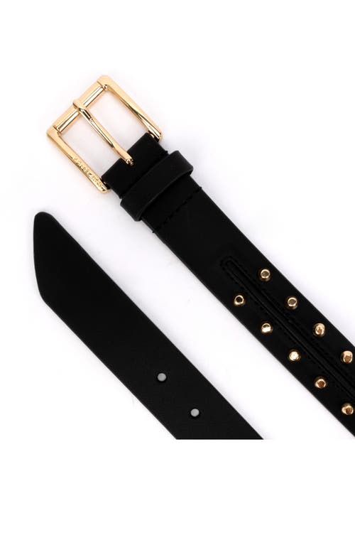 Shop Michael Michael Kors Astor Studded Leather Belt In Black/gold