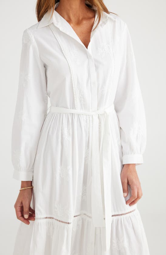 Shop Brave + True Reggiani Floral Long Sleeve Cotton Shirtdress In White