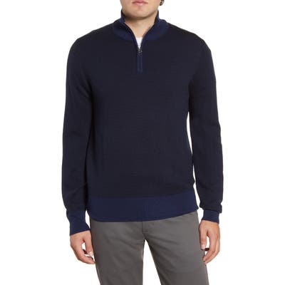Bonobos Slim Fit Merino Wool Quarter Zip Pullover, Blue