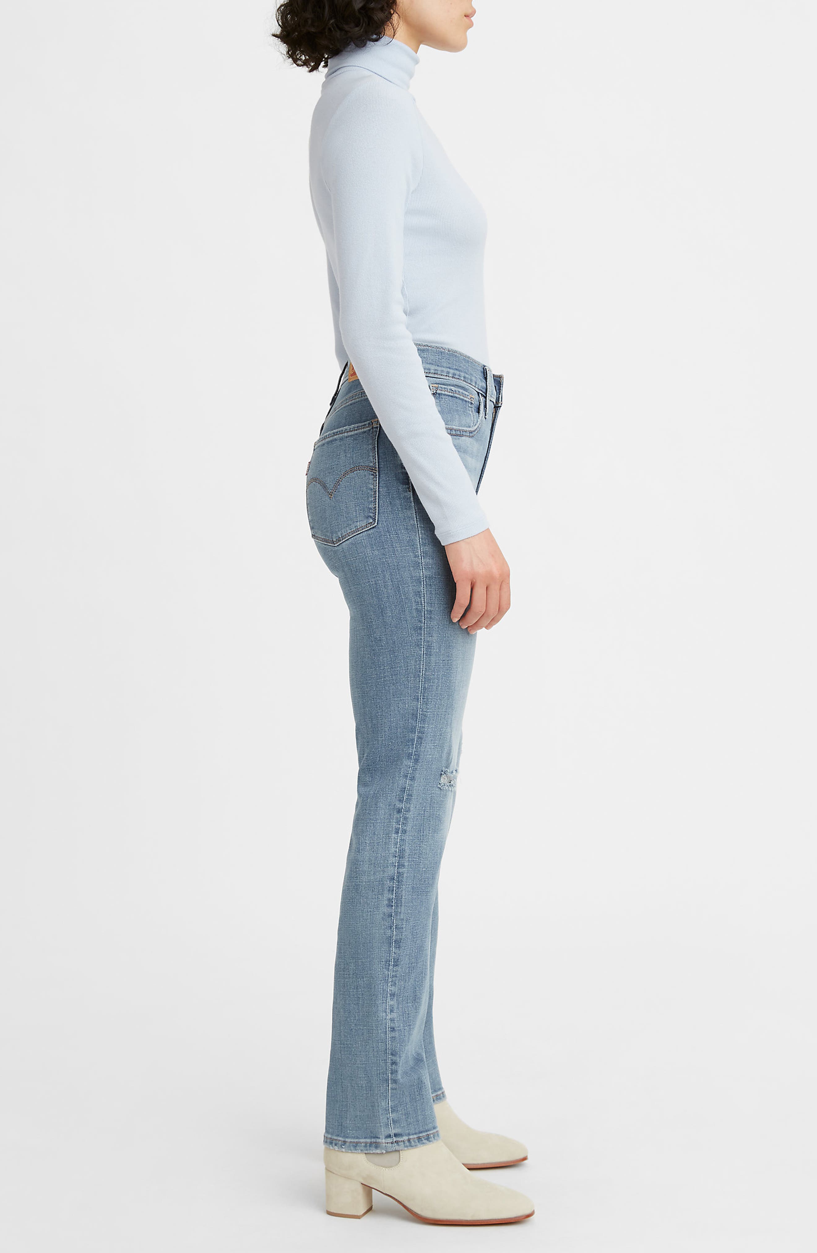 LEVIS 724 Distressed High Rise Straight Leg Jeans | Nordstromrack