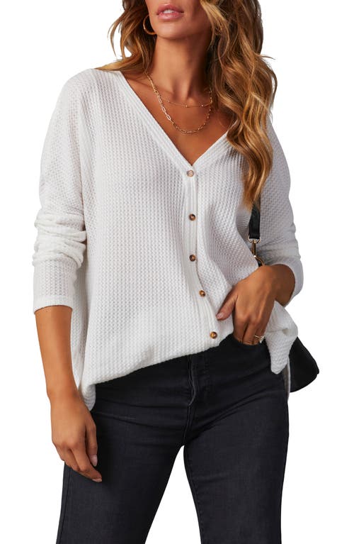 Miriam Oversize Knit Button-Up Shirt in White