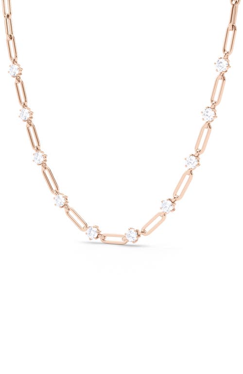 HauteCarat Lab Created Diamond Paper Clip Chain Necklace in 18K Rose Gold 