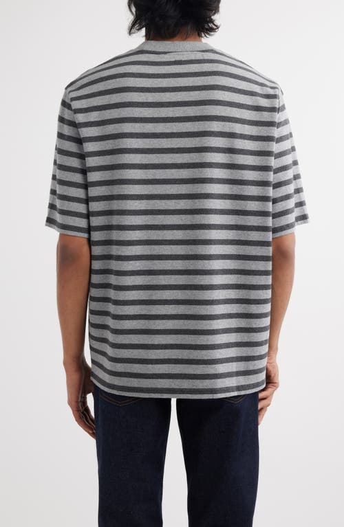 Shop Ami Alexandre Mattiussi Ami Paris Mariniere Stripe Cotton T-shirt In Light Grey/dark Grey