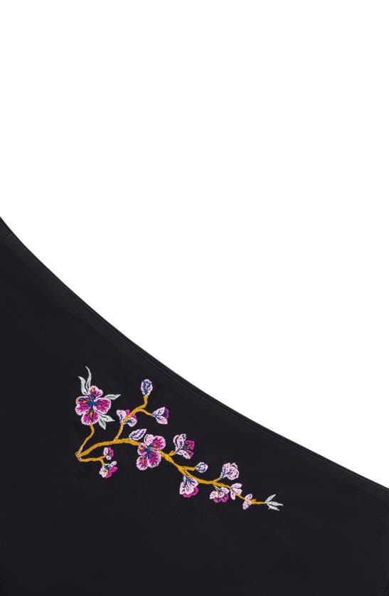 Uwila Warrior Better Briefs Embroidered Thong In Tap Shoe Black