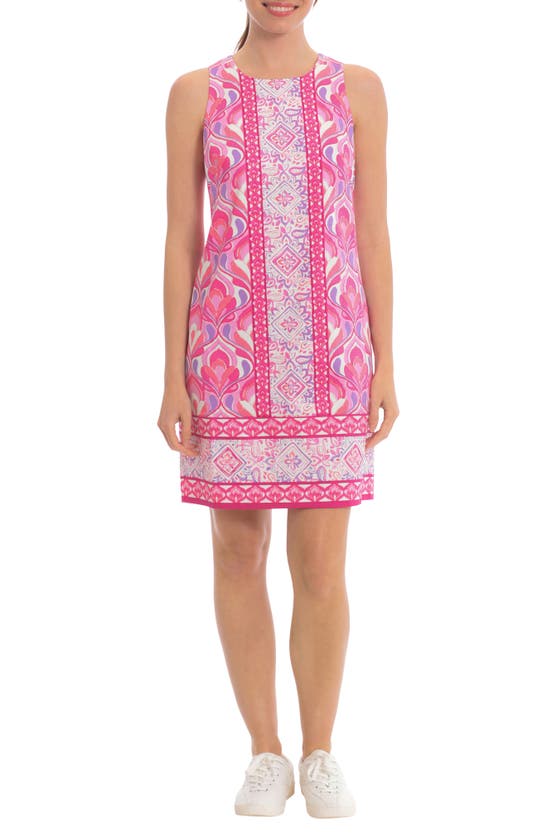 LONDON TIMES PRINT COTTON BLEND SHIFT DRESS