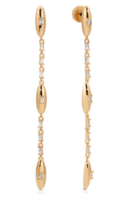 Ettika Baguette Cubic Zirconia Oval Dome Linear Drop Earrings In Gold