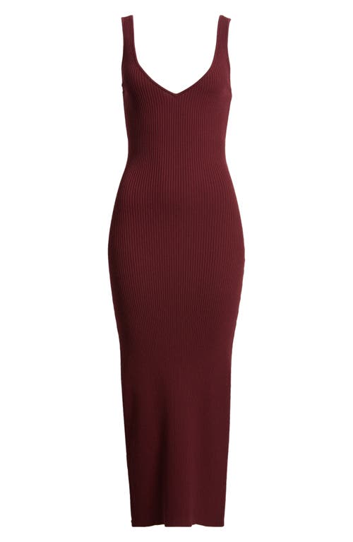 Shop Good American Virgo Sleeveless Rib Sweater Dress In Oxblood002