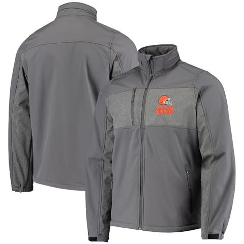 Cleveland Browns NFL Pro Line by Fanatics Branded Reversible Fleece Full-Snap Jacket with Faux Leather Sleeves - Black/White