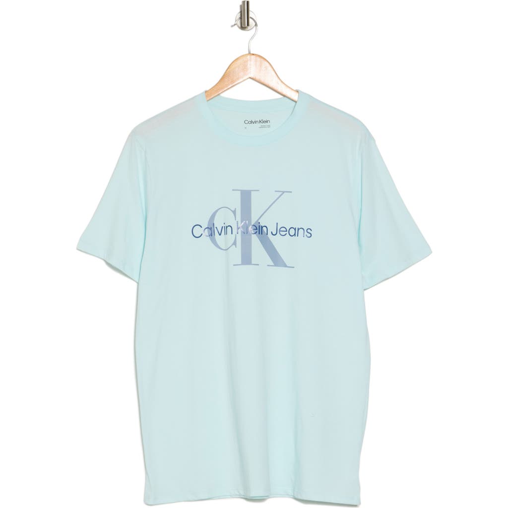 Calvin Klein Monogram Logo Crew Neck T-shirt In Island Reef