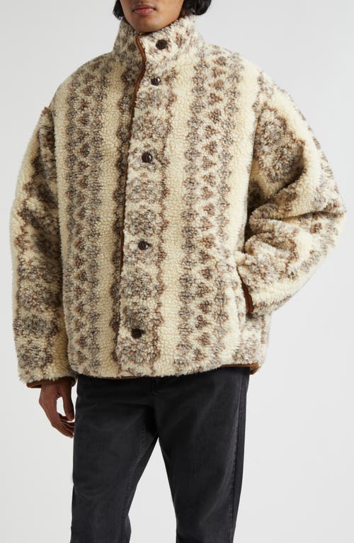 Isabel Marant Madeo Oversize Fleece Jacket In Ecru/brown