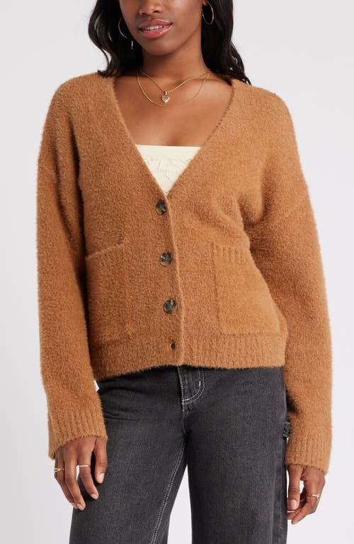 Shop Bp. Fuzzy Cardigan In Tan Thrush