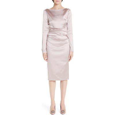 Talbot Runhof Bow Back Duchess Satin Sheath Dress