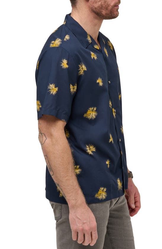 Shop Travismathew Casino Holiday Camp Shirt In Total Eclipse