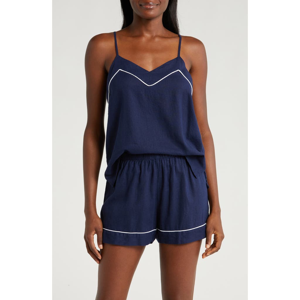 Nordstrom Vacation Linen Blend Short Pajamas In Navy Peacoat