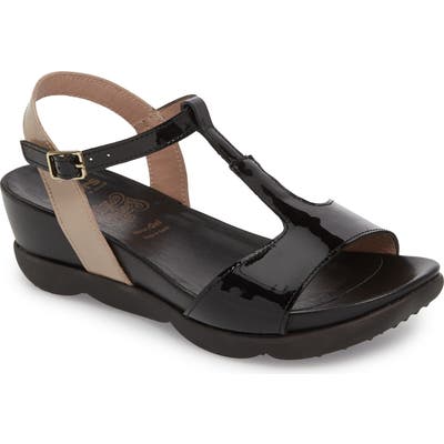 Wonders Wedge Sandal, Black