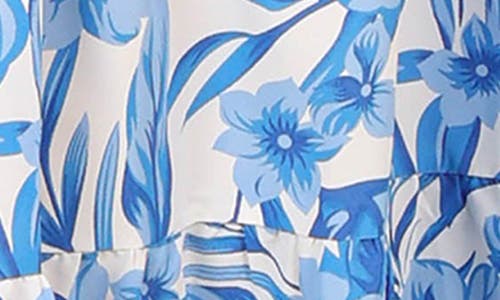 Petal And Pup Petal & Pup Rose Floral Tie Strap Tiered Midi Dress In Blue