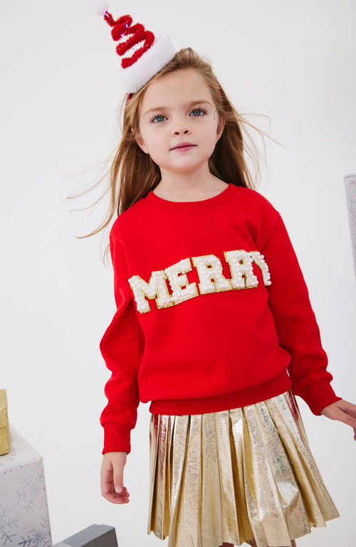 Shop Lola + The Boys Merry Pearl Sweatshirt In Green