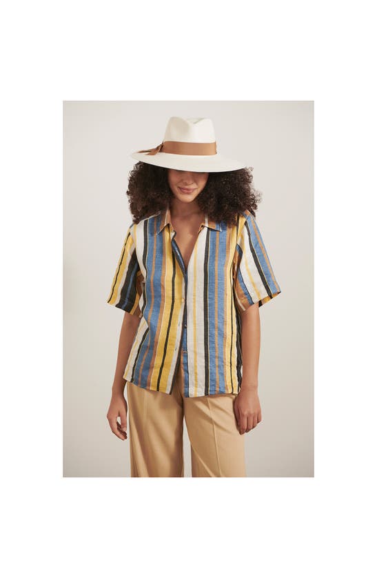 Shop Helen Kaminski Vitora Wide Brim Sun Hat In Chalk/ Golden Harvest