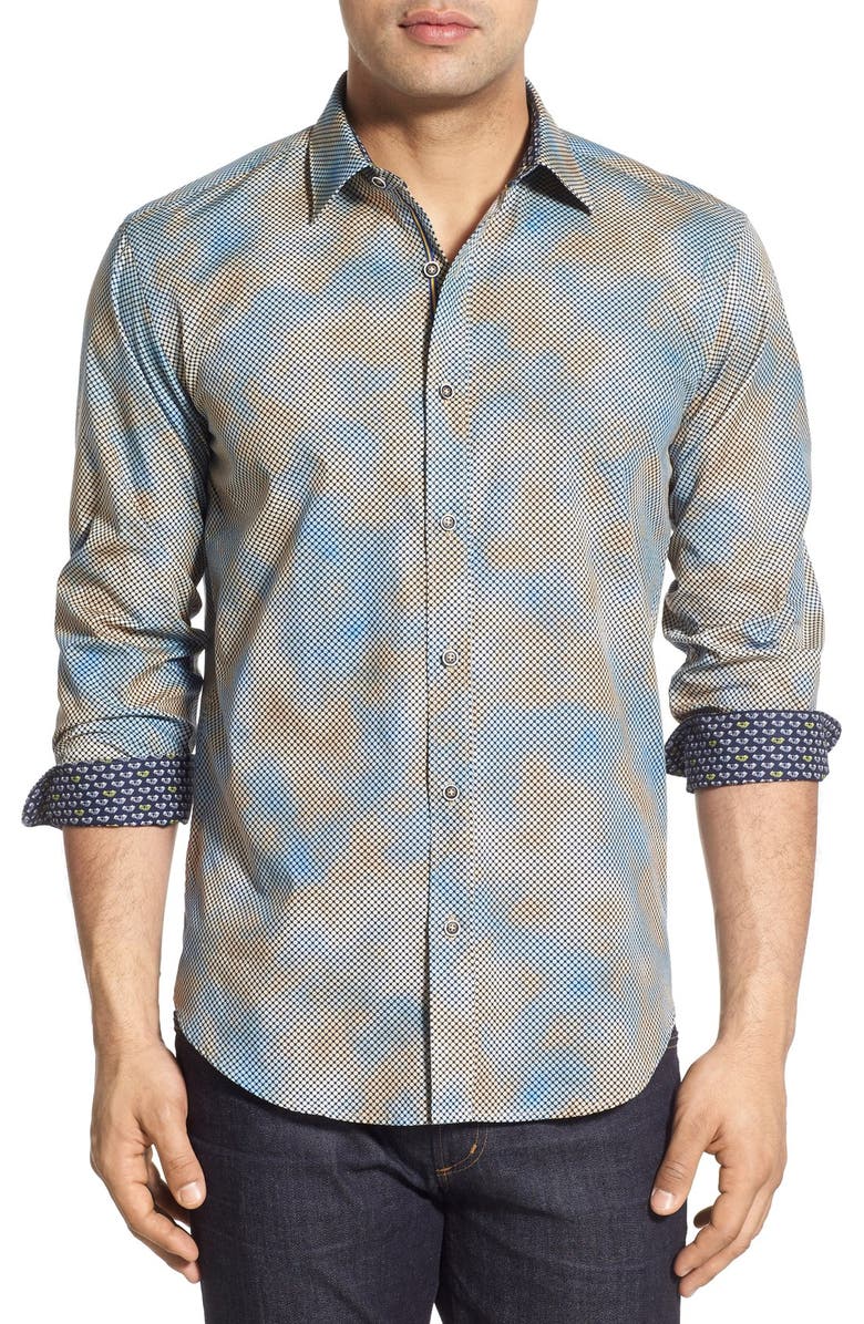 Bugatchi Shaped Fit Ombré Dot Print Sport Shirt | Nordstrom