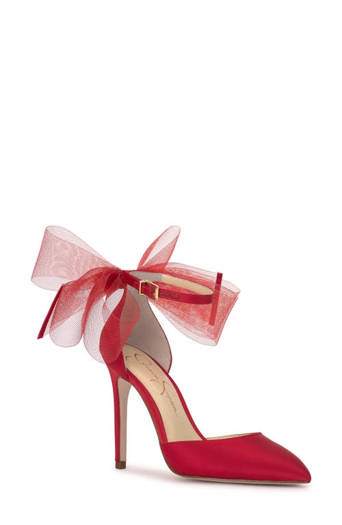 Phindies Ankle Strap Pointed Toe Pump in Red Muse