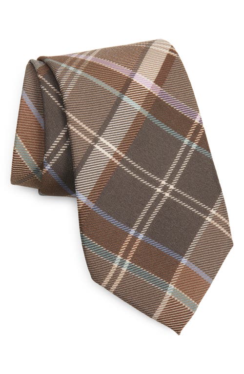 Plaid Silk Tie in Taupe Multi