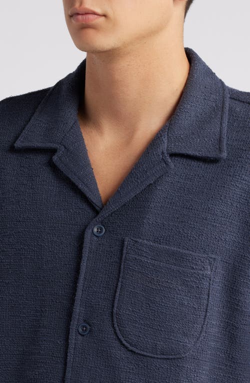 Shop Treasure & Bond Slub Knit Cotton Camp Shirt In Navy India Ink