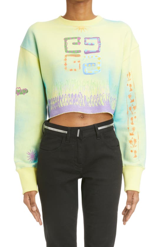 Givenchy + Josh Smith Cropped Printed Cotton-jersey Sweatshirt In Yellow  Multi