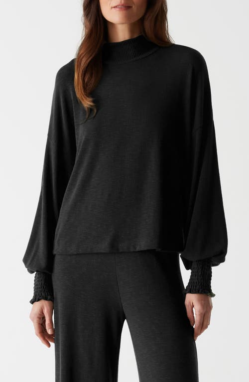 Shop Michael Stars Lila Mock Neck Knit Top In Black