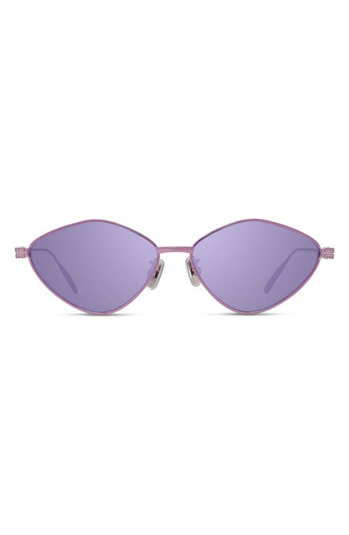 Givenchy GV Speed 57mm Geometric Sunglasses in Shiny Pink /Smoke Mirror at Nordstrom