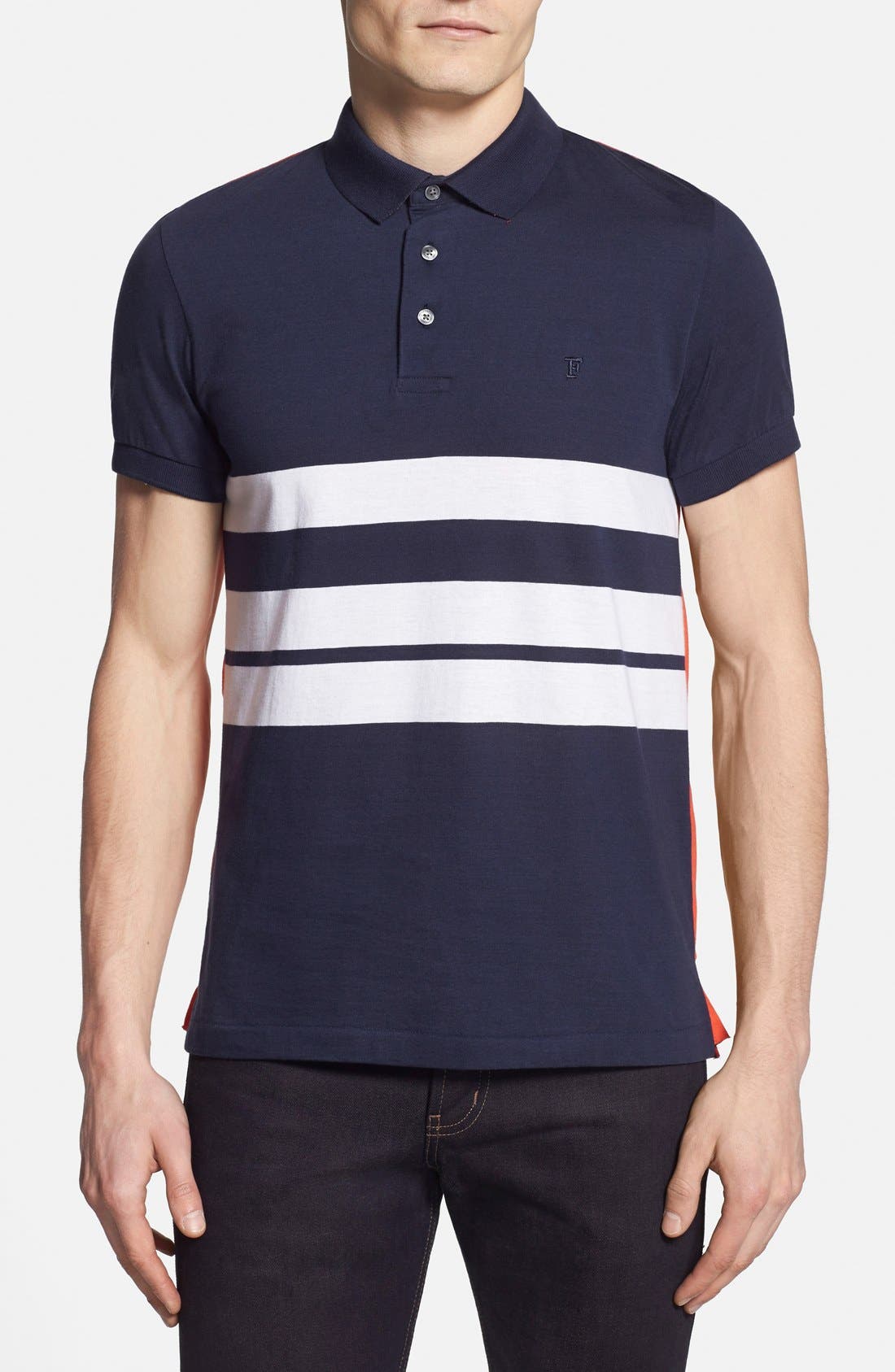 French Connection 'Black Bayard' Slim Fit Stripe Polo Nordstrom