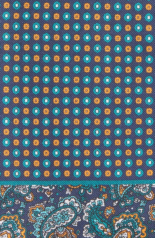 Clifton Wilson Paisley Silk Pocket Square In Turquoise