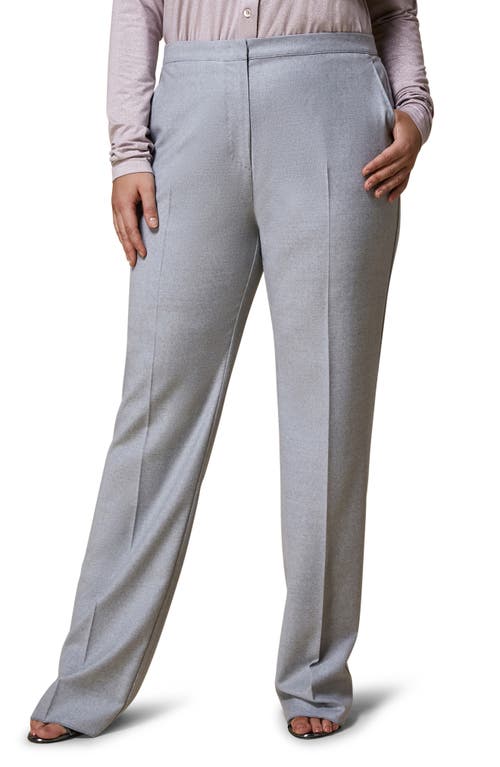 Marina Rinaldi Flannel Stretch Virgin Wool Pants Light Grey at Nordstrom,