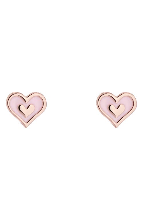 Ted Baker London Elliot Nano Enamel Heart Stud Earrings in Rose Gold Tone Light Pink