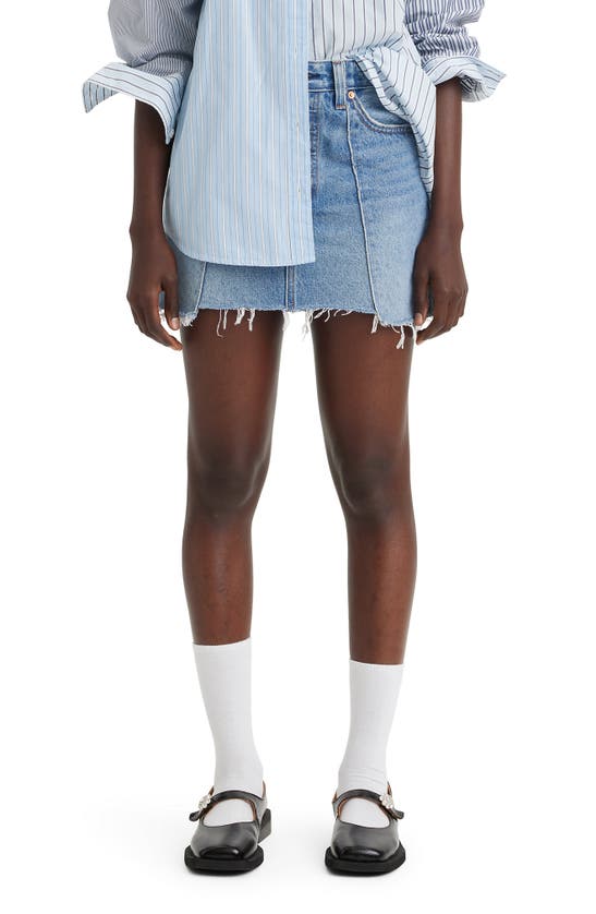 Shop Levi's Recrafted Icon Raw Hem Denim Skirt In Novel Notion Skirt
