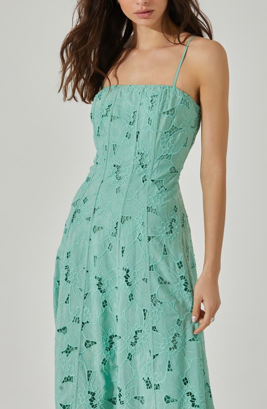Shop Astr Floral Lace Midi Dress In Green