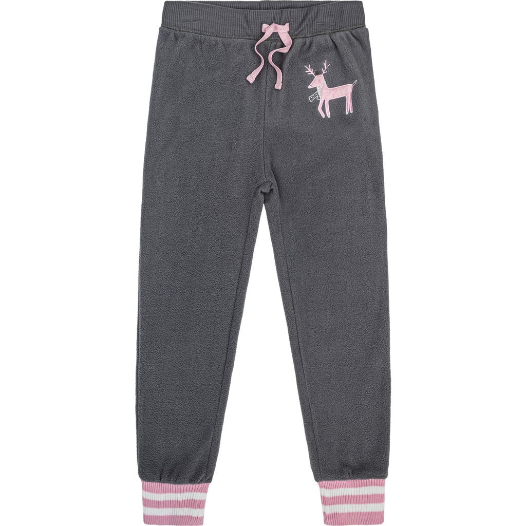 Petit Lem Reindeer Print Polar Fleece Pajama Pants In Off White