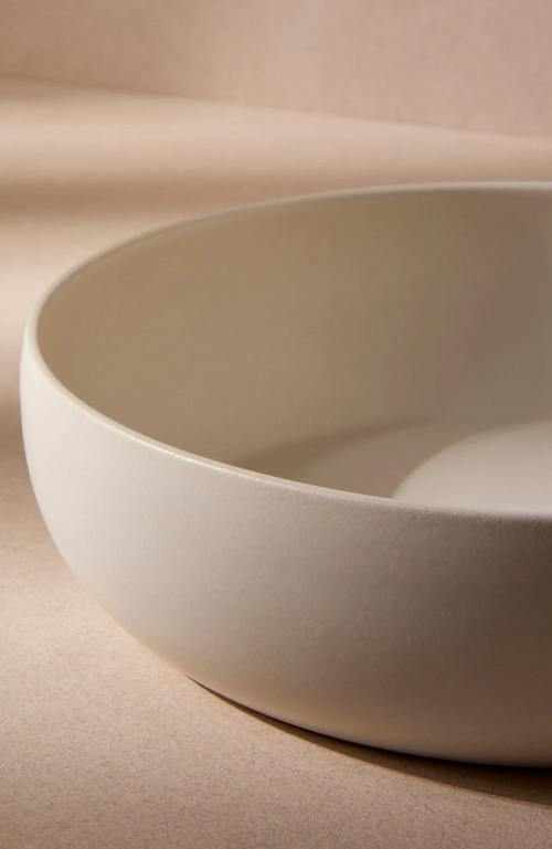 Gharyan Stoneware Shallow Stoneware Serving Bowl In White