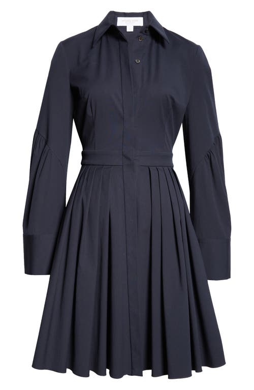 Shop Michael Kors Collection Long Sleeve Stretch Cotton Shirtdress In Midnight