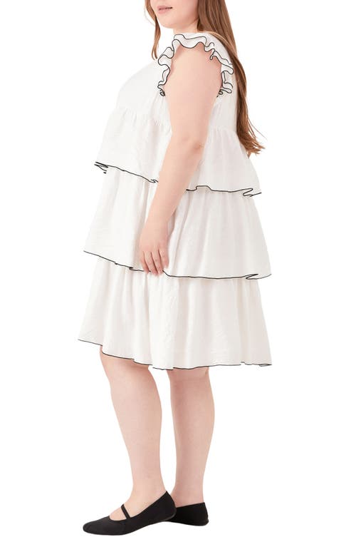 English Factory Contrast Detail Ruffle Babydoll Dres In White