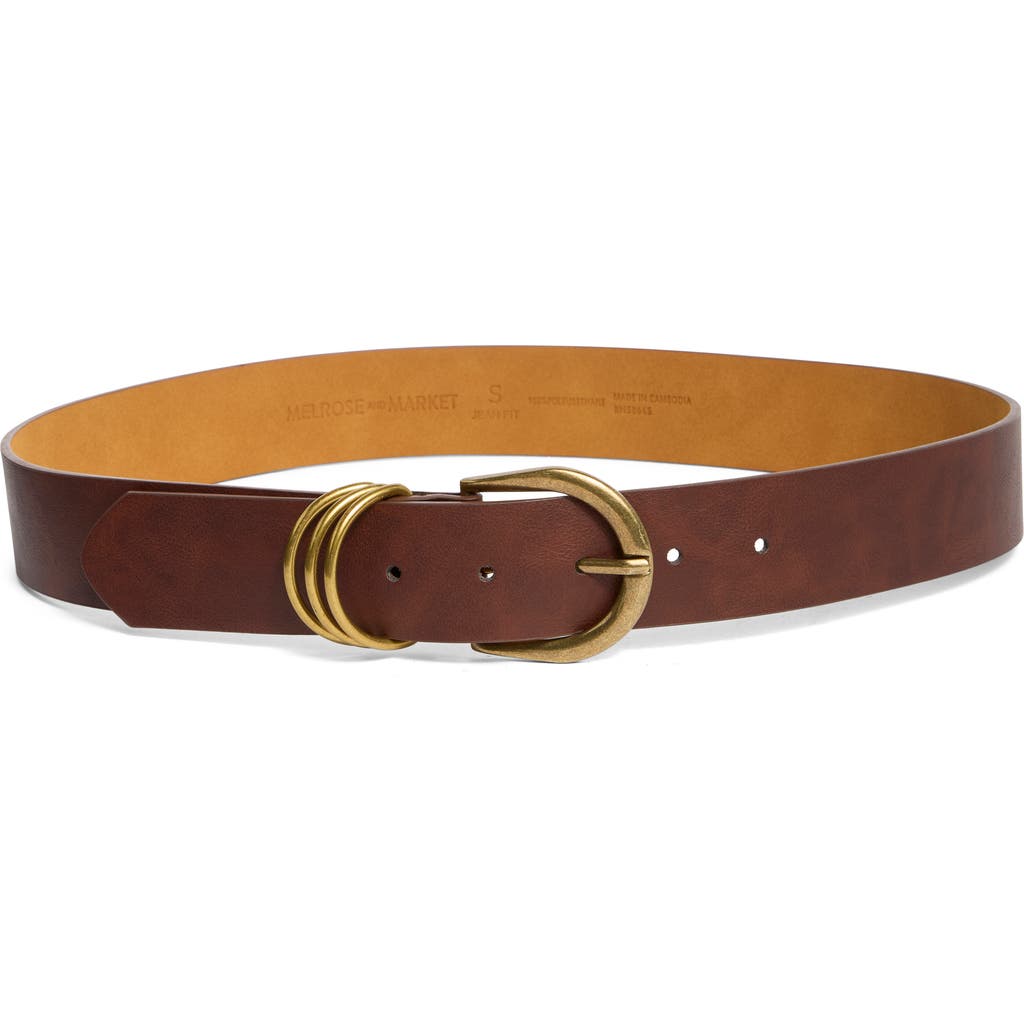 Melrose And Market Mae Triple Keeper Belt In Cognac