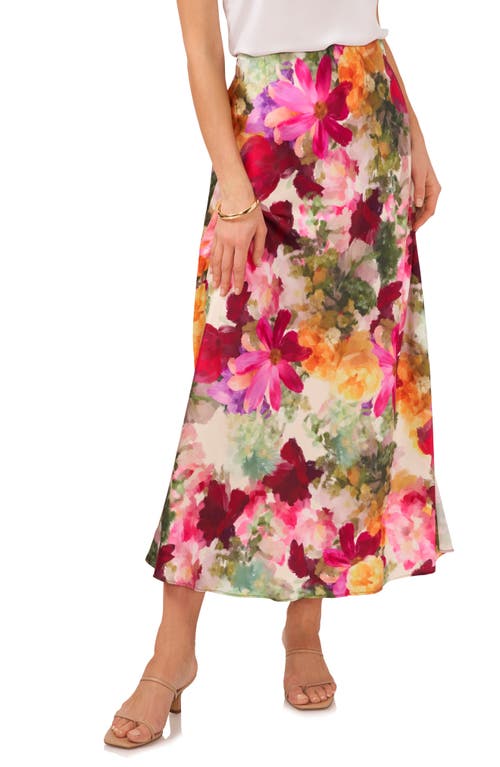 Vince Camuto Women's Floral-print Pull-on A-line Midi Skirt In Antique White
