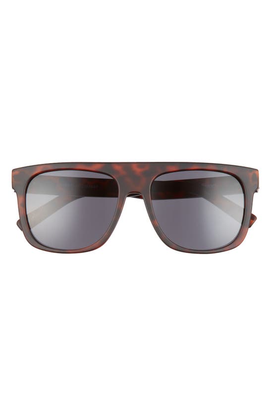 Le Specs Covert Modern 56mm Polarized Flat Top Sunglasses In Matte Tort/ Smoke Mono