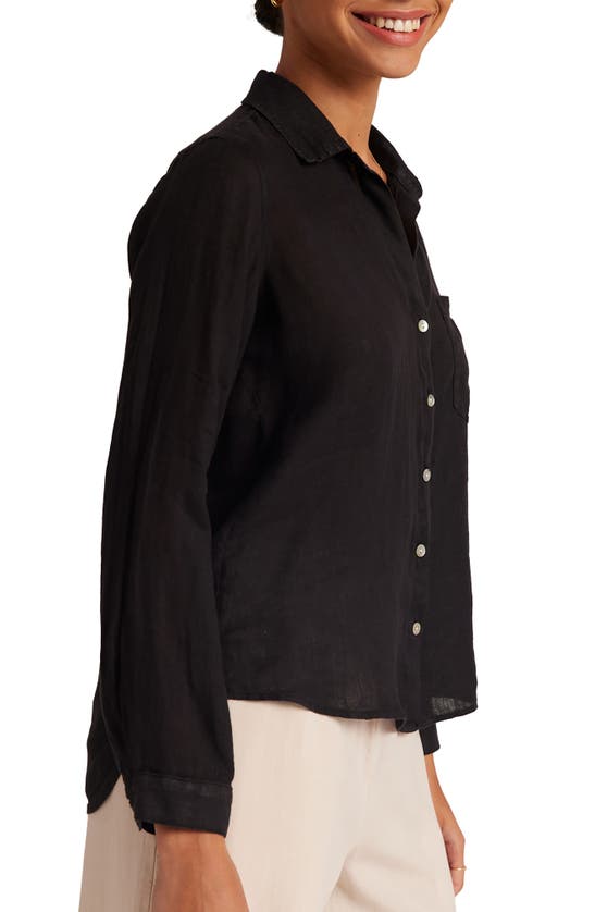 Shop Bella Dahl Garment Dyed Linen Button-up Shirt In Vintage Black