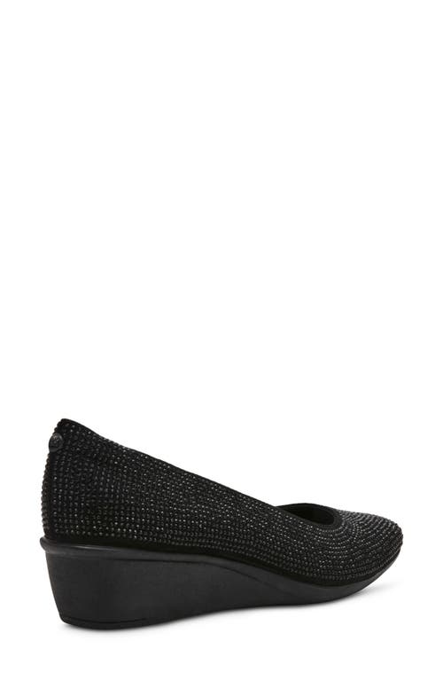 Anne Klein Womens Embellished Man Made Wedge Heels In Black Crystal