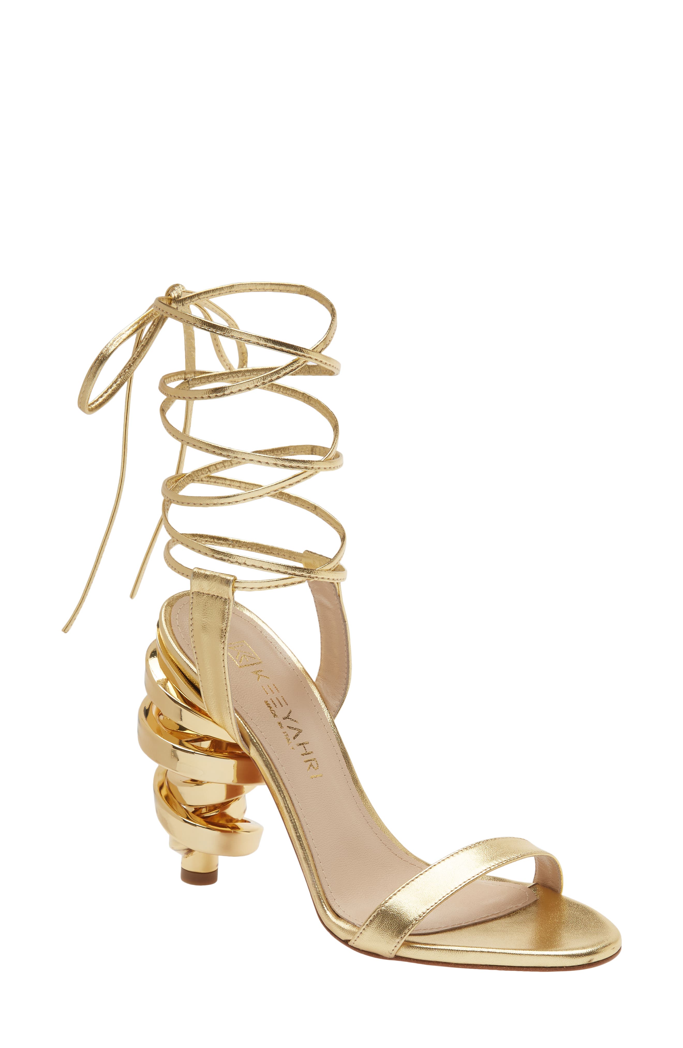Gold lace up heels