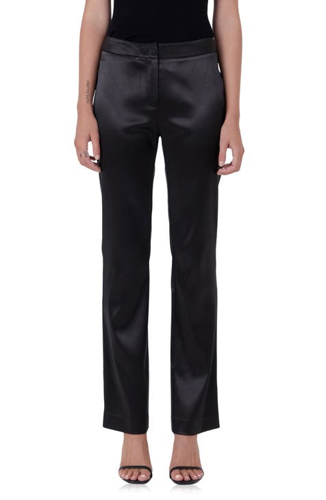Plain Formal Satin Pants For Women - Black Colored