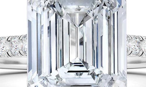 Hautecarat Emerald Cut & Pavé Lab Created Diamond 18k Gold Ring In 18k White Gold