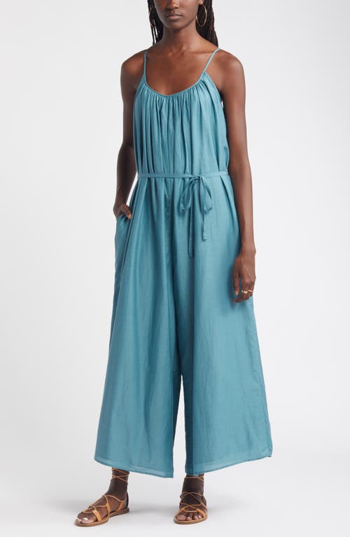 Nordstrom Strappy Tie Waist Cotton & Silk Jumpsuit at Nordstrom,