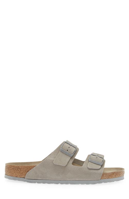 Shop Birkenstock Arizona Soft Slide Sandal In Stone Coin Suede