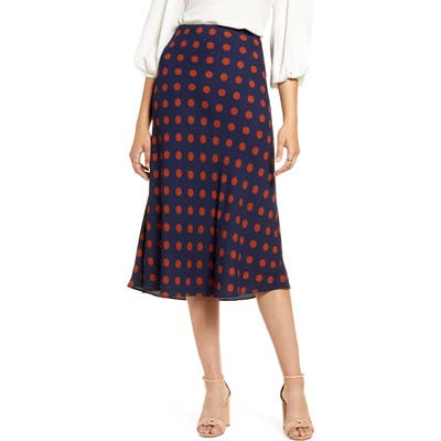 Petite Halogen Bias Cut A-Line Midi Skirt, Blue
